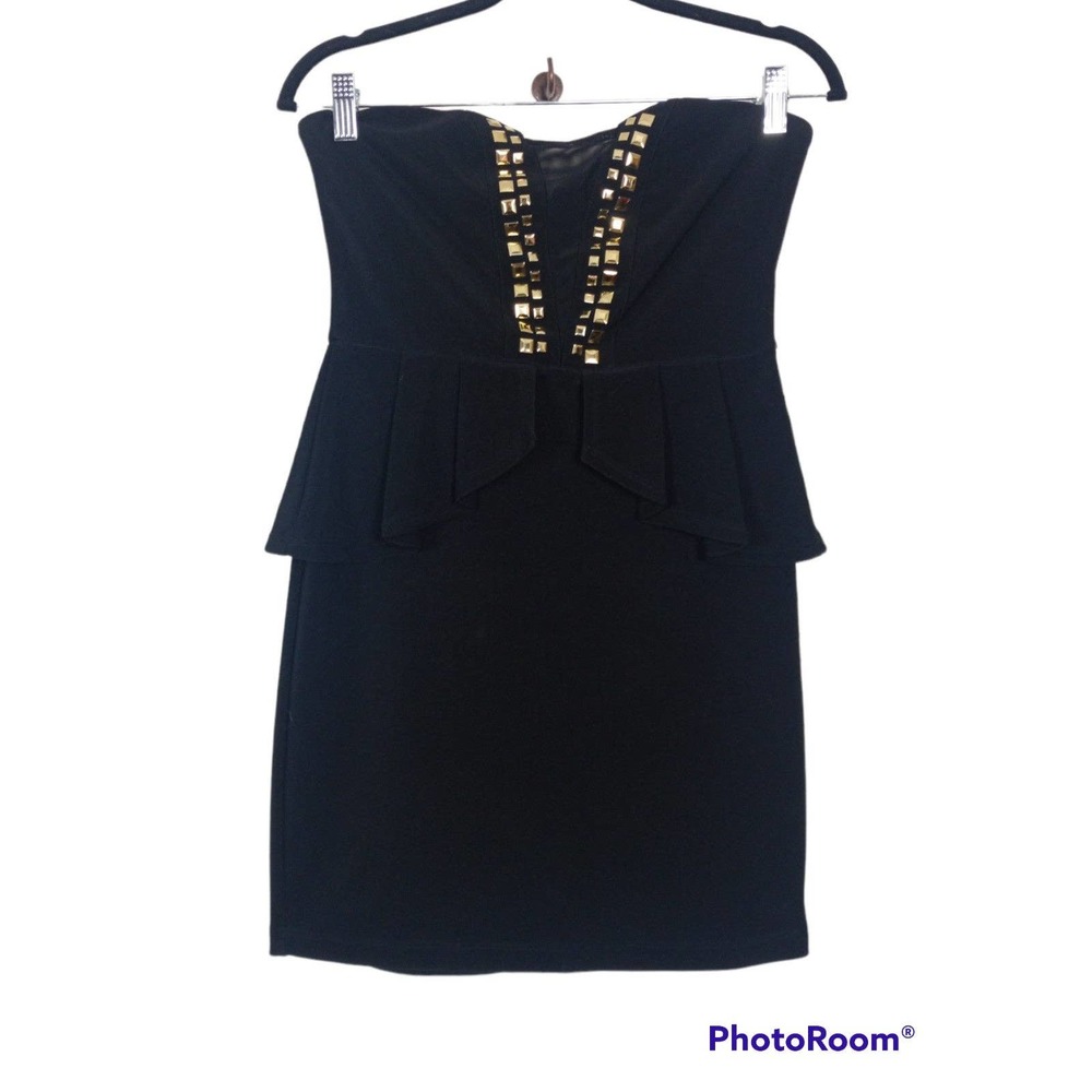 Charlotte Russe Strapless Studded Peplum Mini Dress